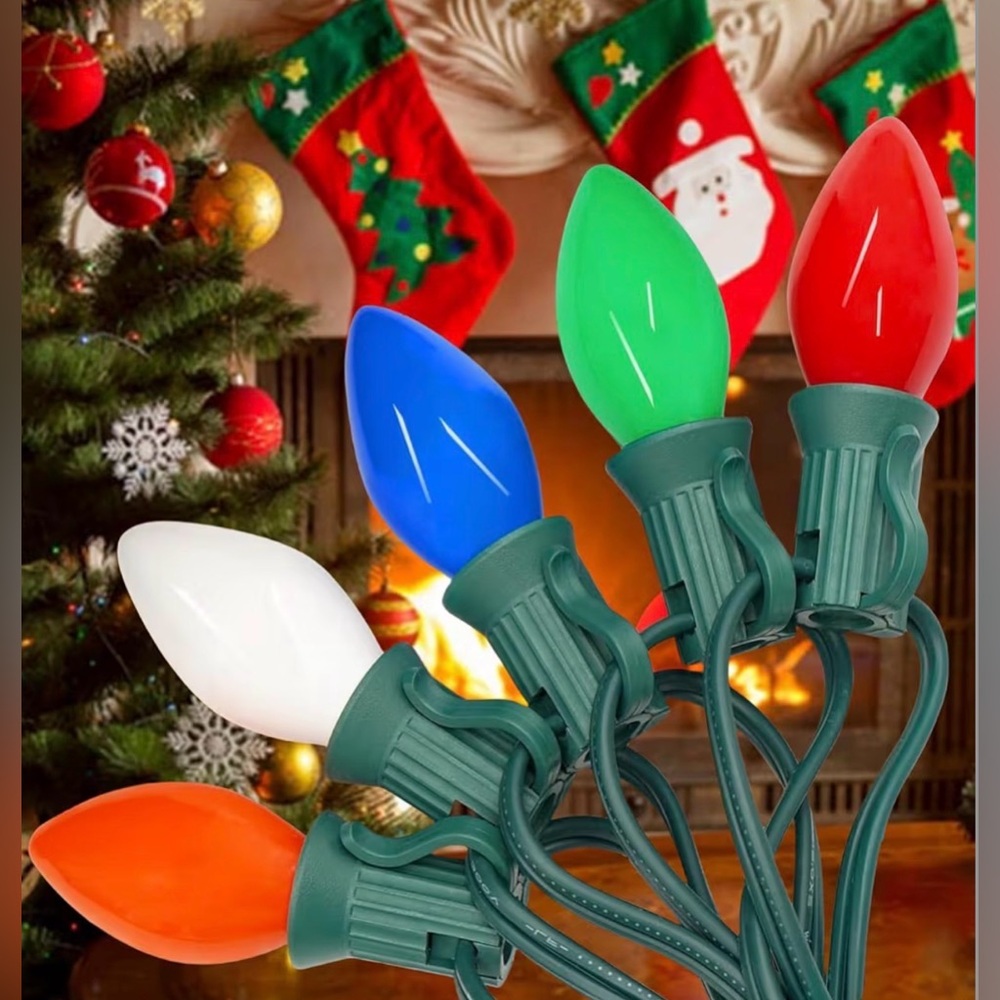 Outdoor/Indoor C7 Patio Christmas Lights 25FT Multicolor Classic Bulbs Brand New